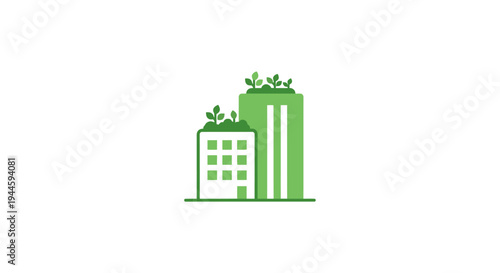 Green buildings with leafy rooftops highrise.