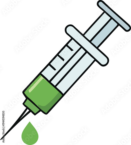 Syringe vector illustration, flat medical icon, health care product in modern style, concept of vaccination and injection
