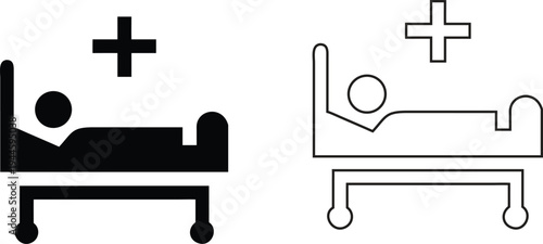 Patient on Hospital Bed with Medical Cross Icon Medical Care Symbol Healthcare Services