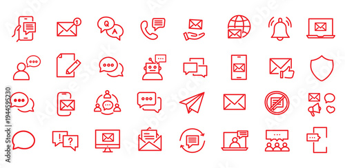 Message icon set. Editable line icons. Vector illustration.
