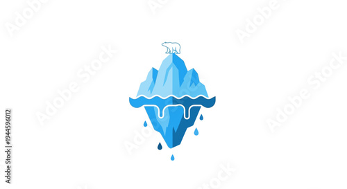 Iceberg melting in ocean water.