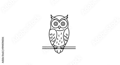 Illustration of an Owl Sitting on Branch.