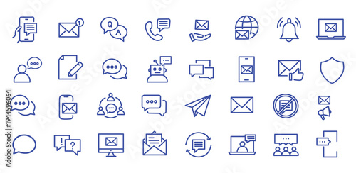 Message icon set. Editable line icons. Vector illustration.
