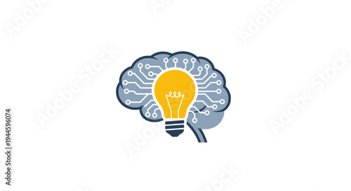 Illustration of Light Bulb Inside Brain.