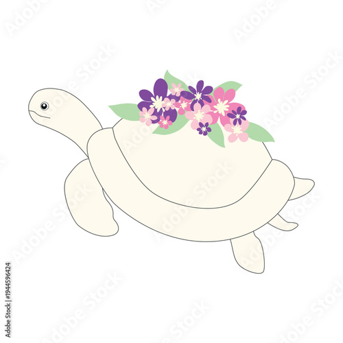 Underwater inhabitants in boho style. Vector illustration animals with flowers. Whale, dolphin, jellyfish, seahorse, turtle, shark, octopus, crab, snail, stingray, fish