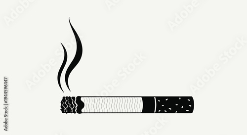 Black and white illustration of a cigarette with smoke rising