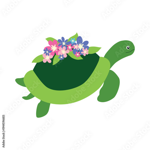 Underwater inhabitants in boho style. Vector illustration animals with flowers. Whale, dolphin, jellyfish, seahorse, turtle, shark, octopus, crab, snail, stingray, fish