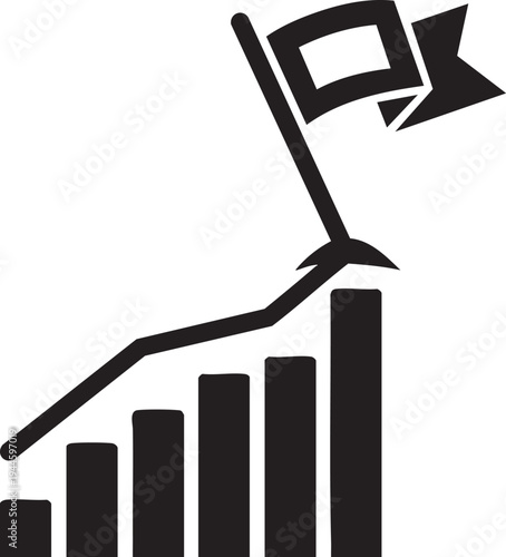 Vector business growth chart with flag icon