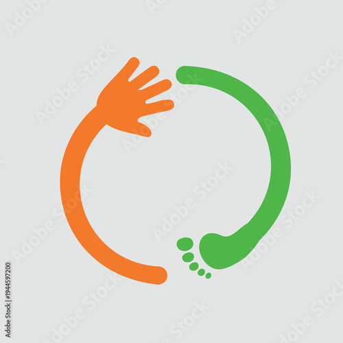 Parts of the human body. The arms and legs are connected in a circle.
