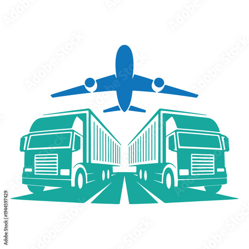 Modern logistics featuring air and ground transportation for cargo delivery.