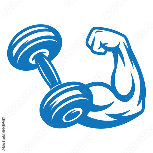 A person lifting a pair of blue barbell weights to showcase strength and fitness.