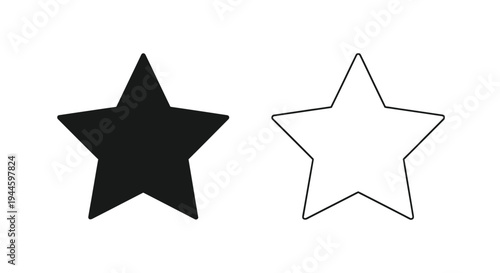 Two stars depicted a solid black form and a white outline