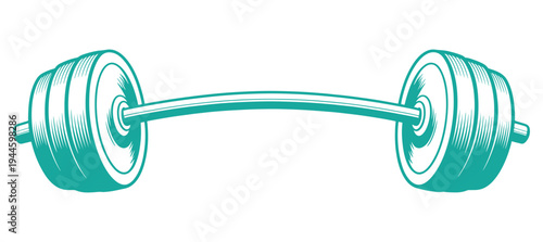 A barbell with weighted plates used for strength training exercises