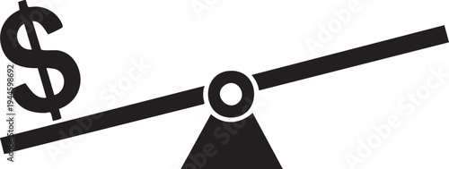 Vector money balance icon, dollar sign on seesaw