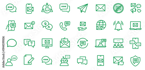 Message icon set. Editable line icons. Vector illustration.
