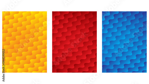 Set of colorful abstract geometric banners with cube shapes and seamless vector pattern design for business use