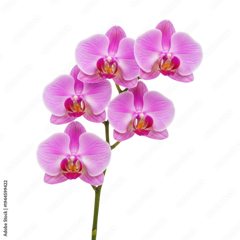 Obraz premium Beautiful pink orchid flower with purple center, isolated on transparent background