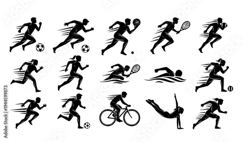 Stylized Hand Drawn Sports Silhouette Vector Pack for Athletes