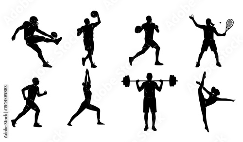 Minimal Hand Drawn Sports Silhouette Vector Icon Collection