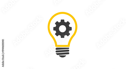 Light Bulb with Gear Inside Illustration.