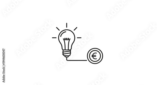 Light Bulb with Euro Currency Symbol.