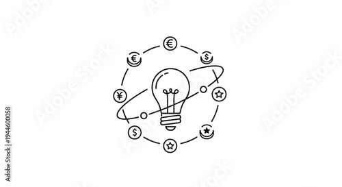 Light Bulb with Creative Idea Symbols.