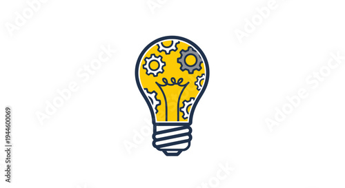 Light Bulb with Gears Inside Illustration.