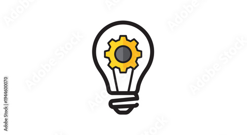 Light Bulb with Gear Inside Illustration.