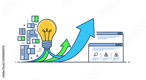 Lightbulb Idea Leading to Website Development.