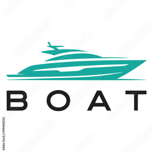 Elegant modern boat logo design with sleek watercraft silhouette and text