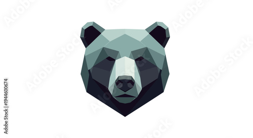 Low Poly Geometric Bear Head Portrait.