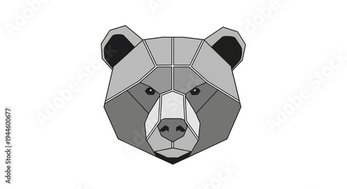 Low Poly Bear Head Illustration.