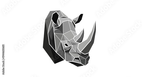 Low Poly Rhino Head Closeup.