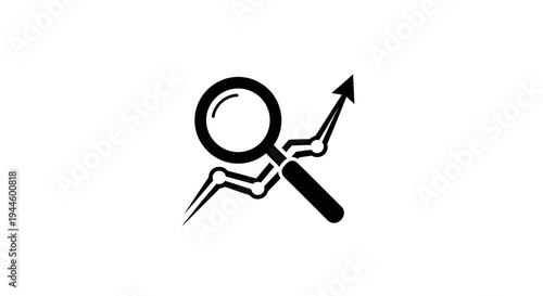 Magnifying Glass with Arrow Symbol Icon.