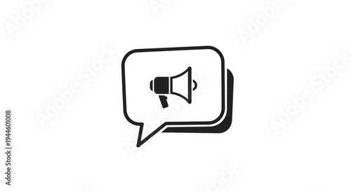 Megaphone in speech bubble icon symbol.