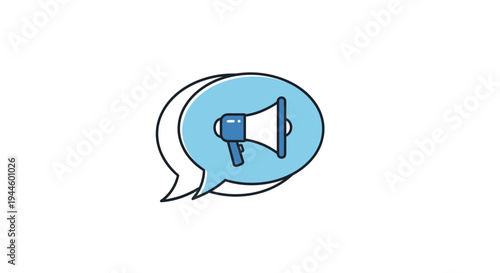 Megaphone in speech bubble icon.