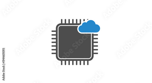 Microchip with Cloud Computing Icon.