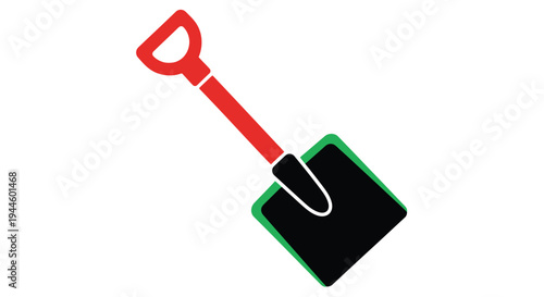 A simple illustration of a red and black gardening shovel