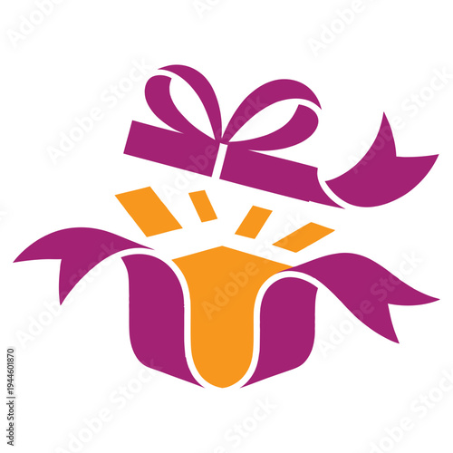 Brightly colored gift box with a decorative bow on top