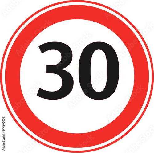 Speed Limit 30 Traffic Sign Road Safety Regulation Symbol Vector