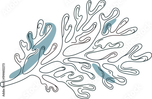 Modern minimalistic illustration of abstract leaves on a white background