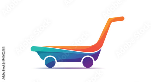 Colorful shopping cart illustration with a modern minimalist design