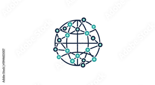 Network Diagram Sphere with Connected Nodes.