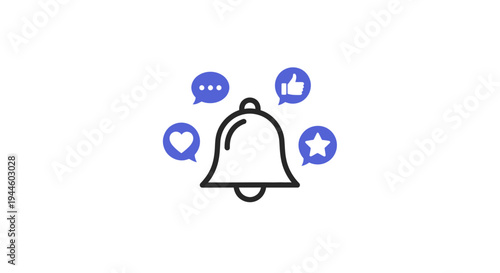 Notification Bell Icon With Symbols.