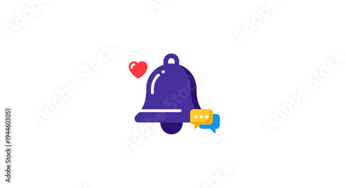 Notification bell icon with heart.