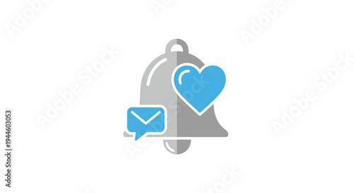 Notification bell with heart and message.