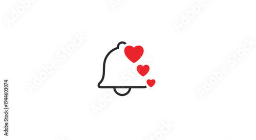 Notification Bell with Red Hearts.