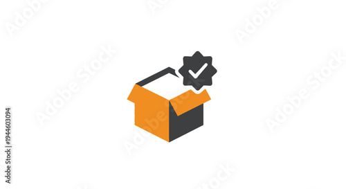 Open Box with Checkmark and Gear Symbol.
