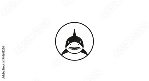 Orca whale head in circle logo.