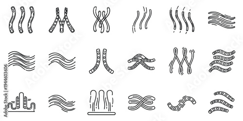 Dna line art icons set chromosome helix genetic structures vector packDna line art icons set chromosome helix genetic structures vector pack